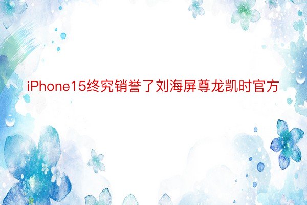 iPhone15终究销誉了刘海屏尊龙凯时官方