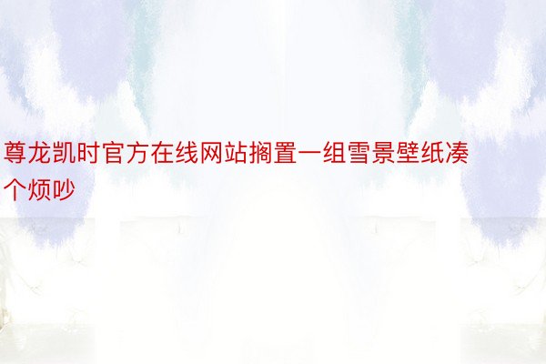 尊龙凯时官方在线网站搁置一组雪景壁纸凑个烦吵