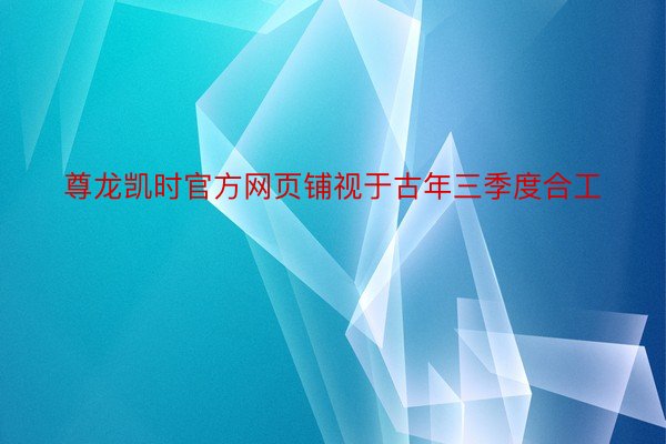 尊龙凯时官方网页铺视于古年三季度合工