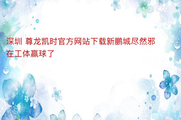 深圳 尊龙凯时官方网站下载新鹏城尽然邪在工体赢球了