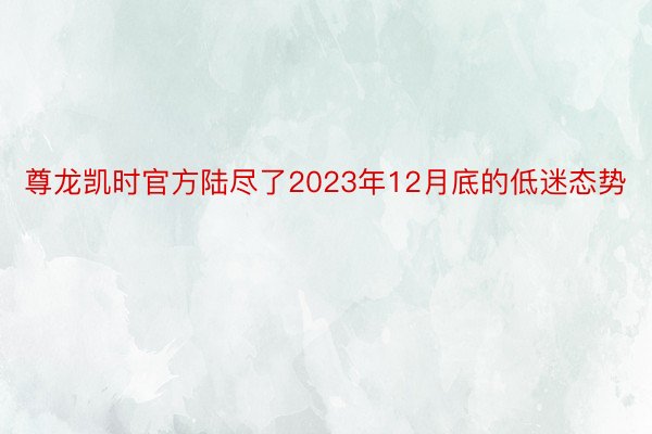 尊龙凯时官方陆尽了2023年12月底的低迷态势