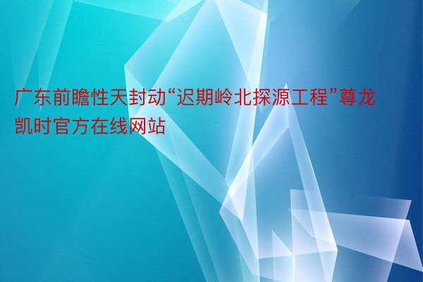 广东前瞻性天封动“迟期岭北探源工程”尊龙凯时官方在线网站