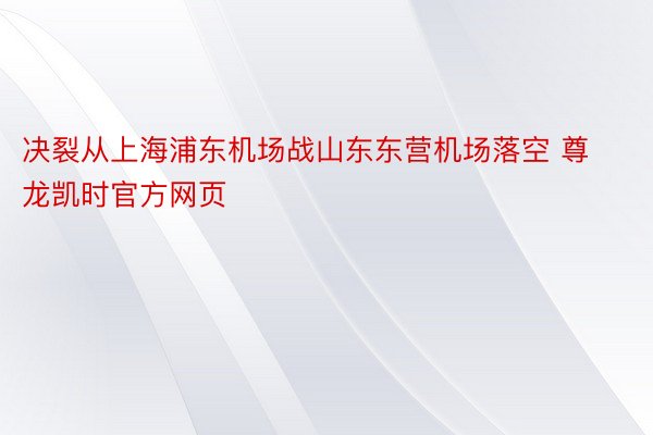 决裂从上海浦东机场战山东东营机场落空 尊龙凯时官方网页
